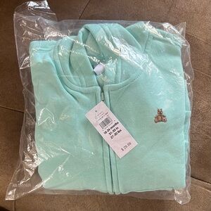 BABY GAP Mint Green Zip-Up Hoodie with Bear Embroidery
